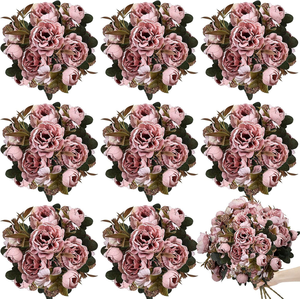 Peonies Artificial Flowers - 8 Bundles, Pink