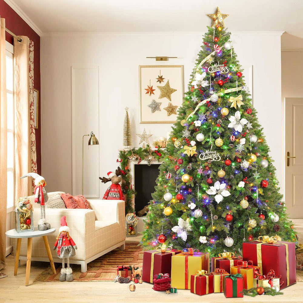 7.5FT Rotating Pre-Lit Artificial Full Christmas Tree with Remote