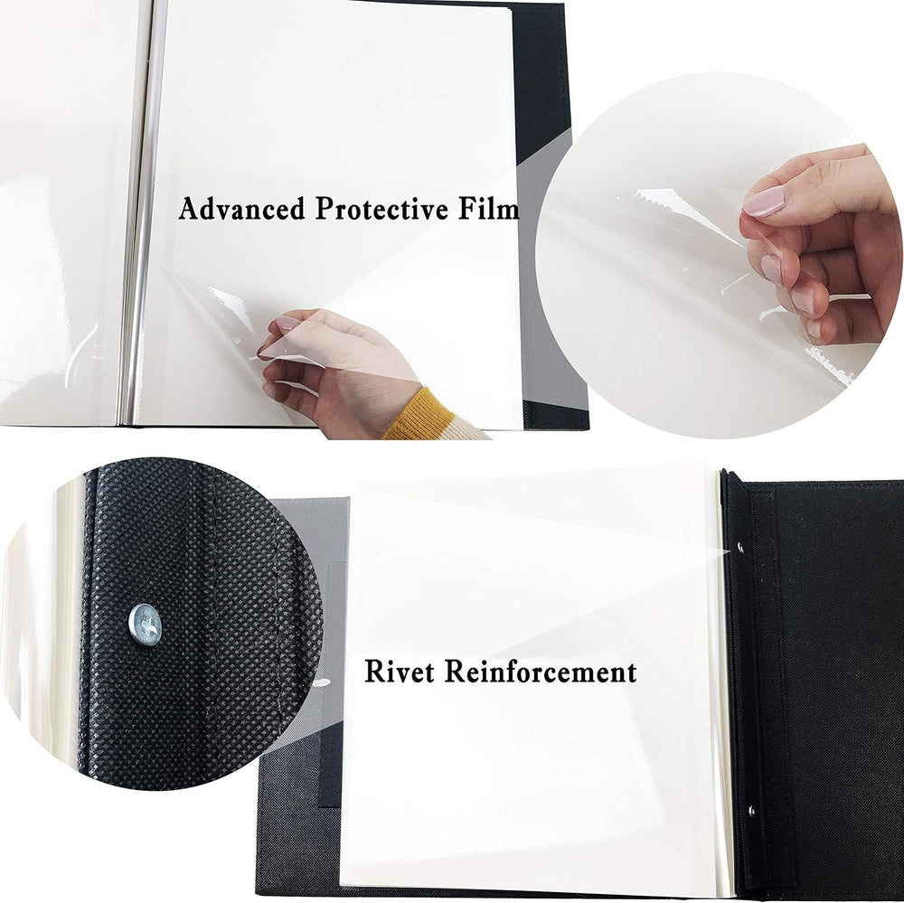 RECUTMS Photo Album Self Adhesive Magnetic Leather Scrapbook 60 Pages Black
