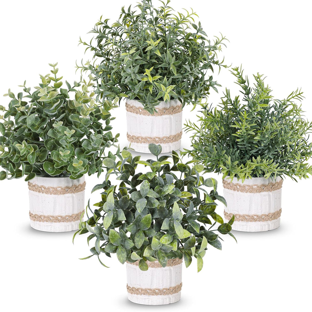Der Rose 4 Pack Sage Green Artificial Plants Indoor for Farmhouse Decor