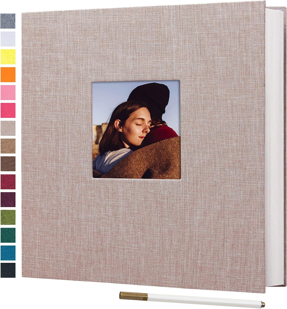 Self Adhesive Photo Album 80 Pages, Linen cover,Beige