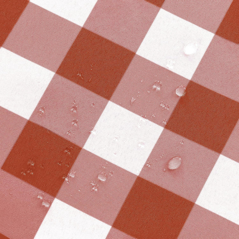 Hiasan Waterproof Checkered Round Tablecloth 120 Inch, Rust and White