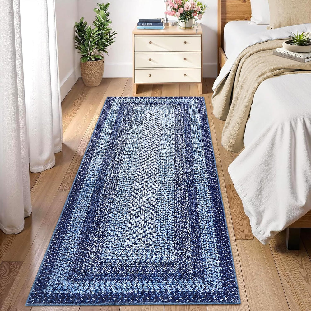 RUGSREAL 2x6 Runner Rug Braided Print Hallway Area Rugs Machine Washable