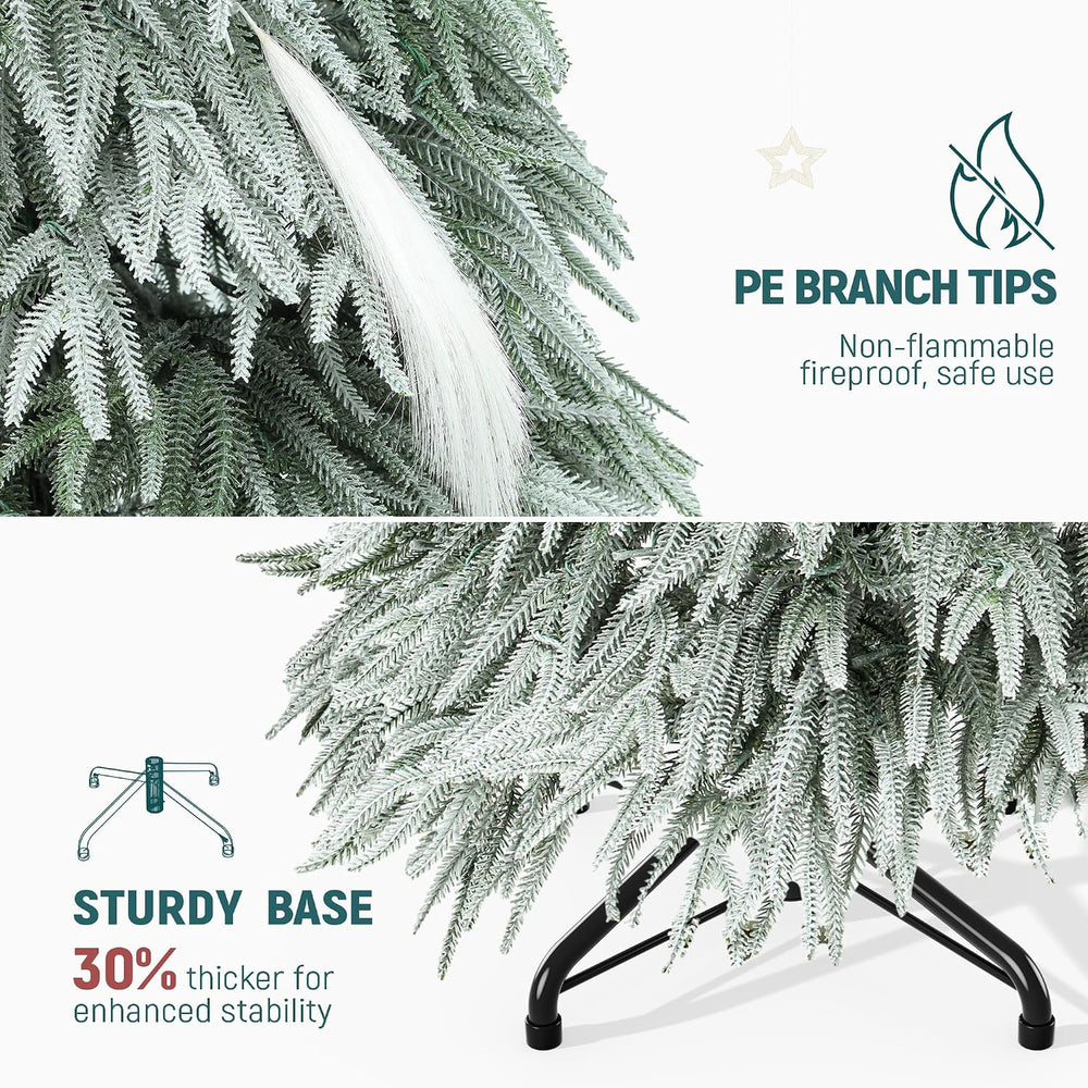 YITAHOME Pre-Lit Flocked Pampas Christmas Tree 6ft