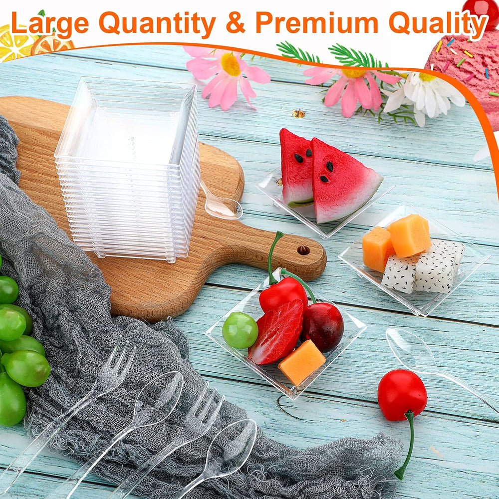 300 Pack 2.4'' Mini Dessert Plate with Tasting Spoons and Appetizer F...