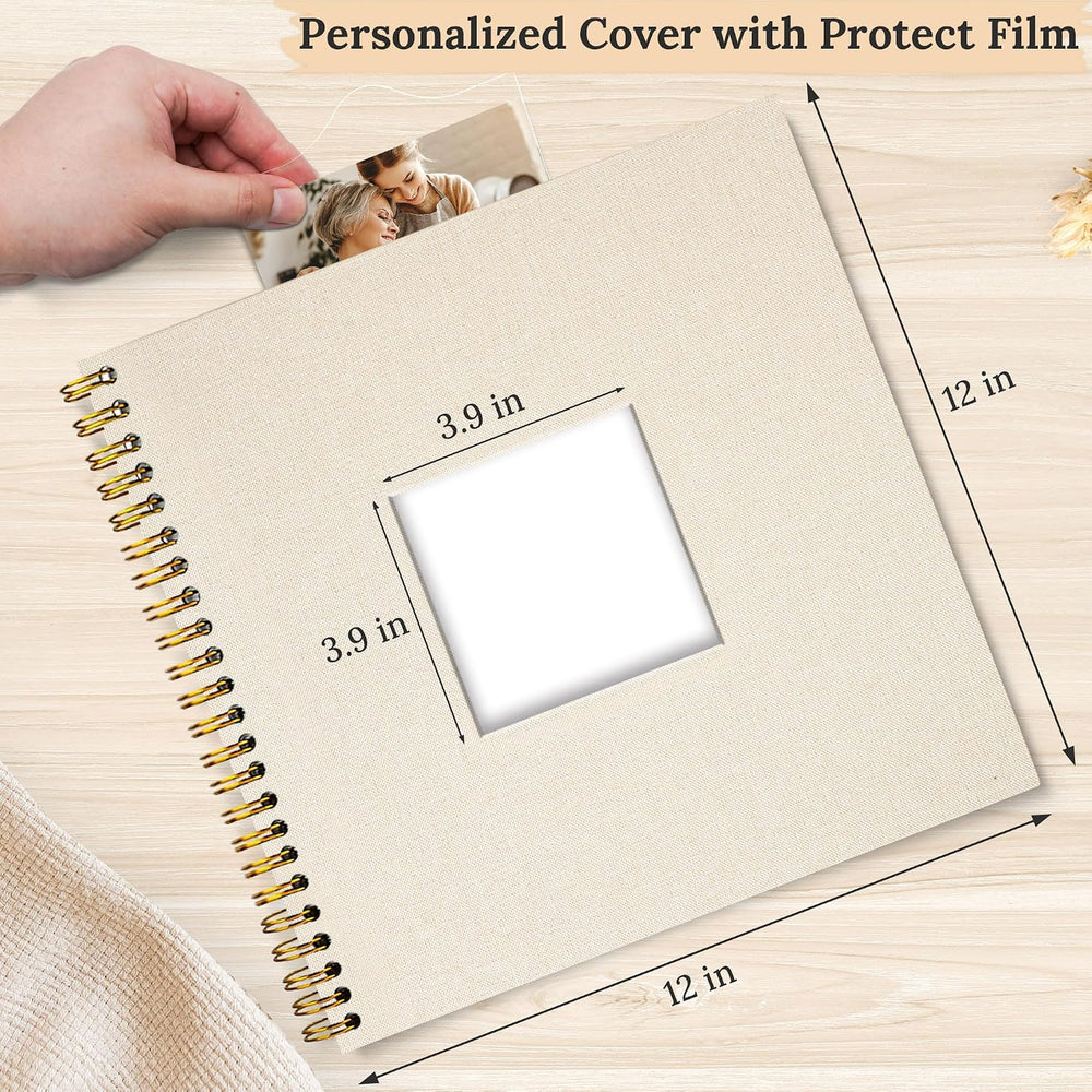 12"x12" Scrapbook Photo Album Linen Cover 40 Sheets 80 Pages White ...