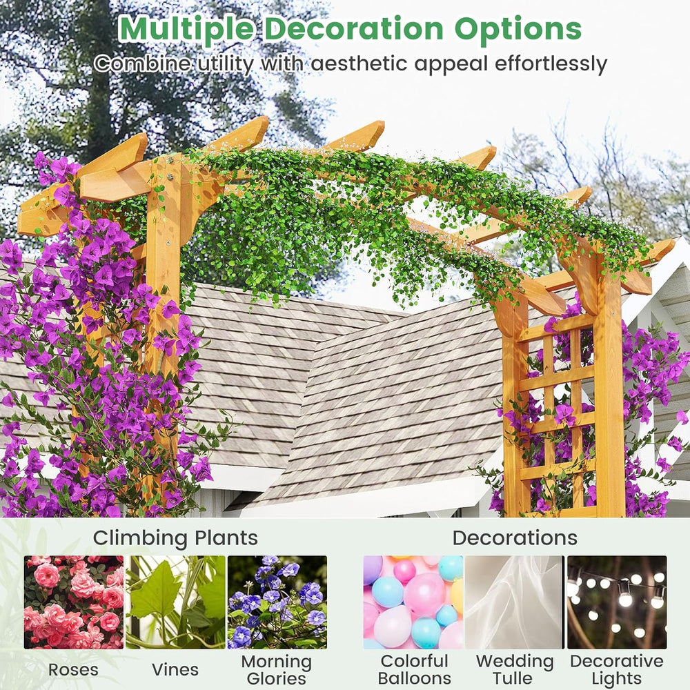 HAPPYGRILL 7.5 FT Wooden Garden Arch, Outdoor Arbor for Climbing Plants