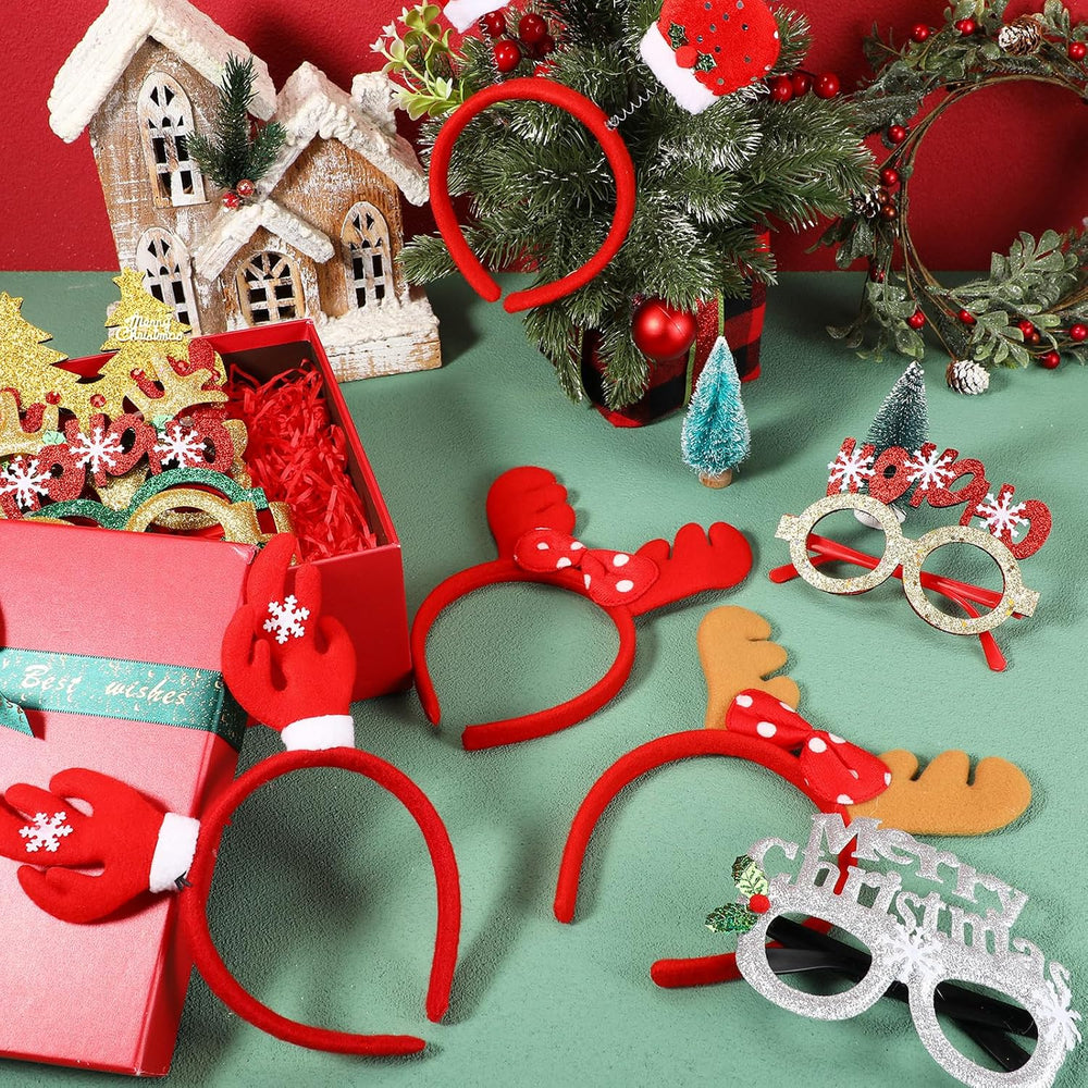 Jerify 80 Pcs Christmas Glasses Frames and Headbands Set, Christmas Glitter G...