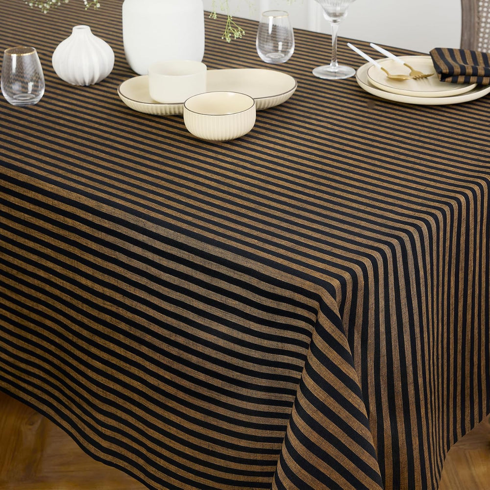 Solino Home 100% Pure Linen Rectangle Tablecloth 60 x 120 in, Brown Sugar