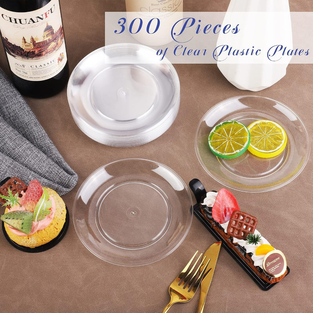 Breroa 300 Pieces Plastic Plate 5.5 Inch Small Round Heavy Duty Disposable Ap...