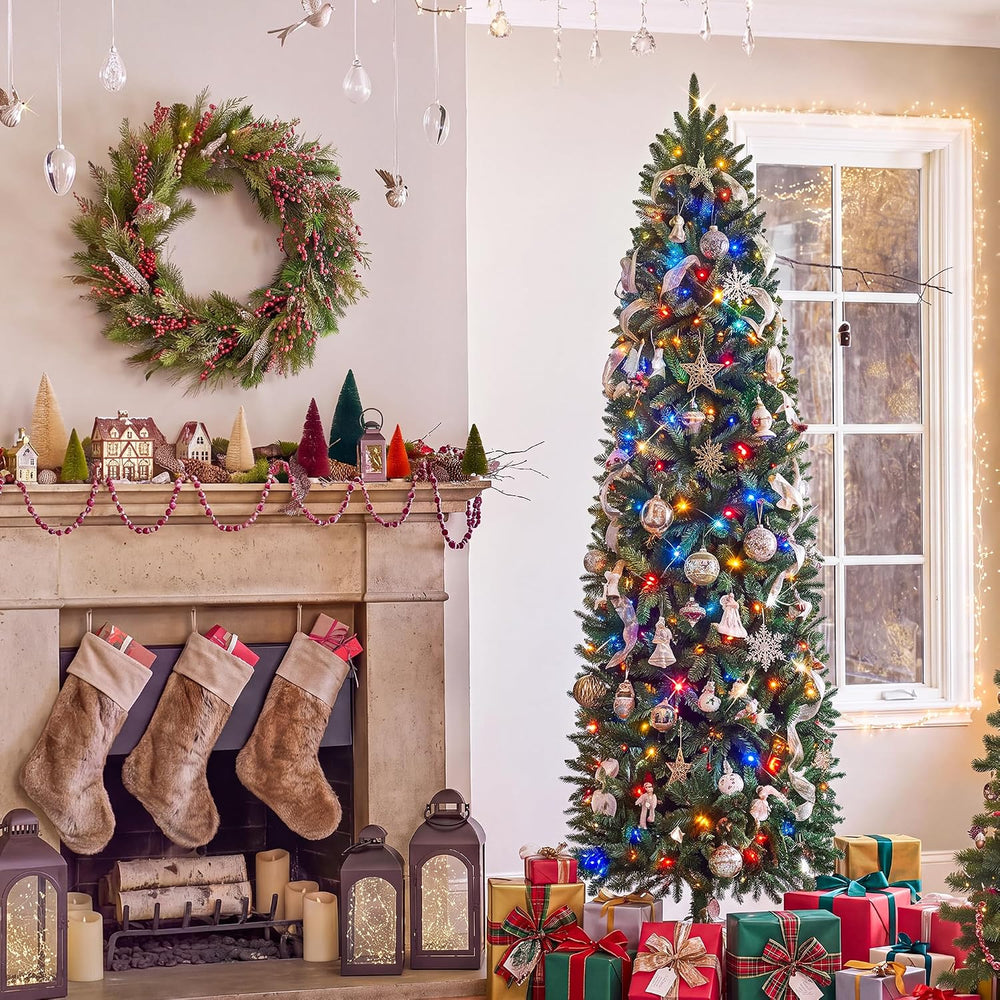 7.5ft Prelit Pencil Christmas Tree, RGBW Lights, App Control