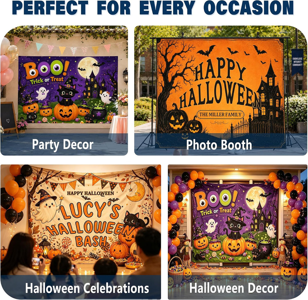 Custom Halloween Backdrop 10x6 Ft, Personalized Halloween Decoration Banner
