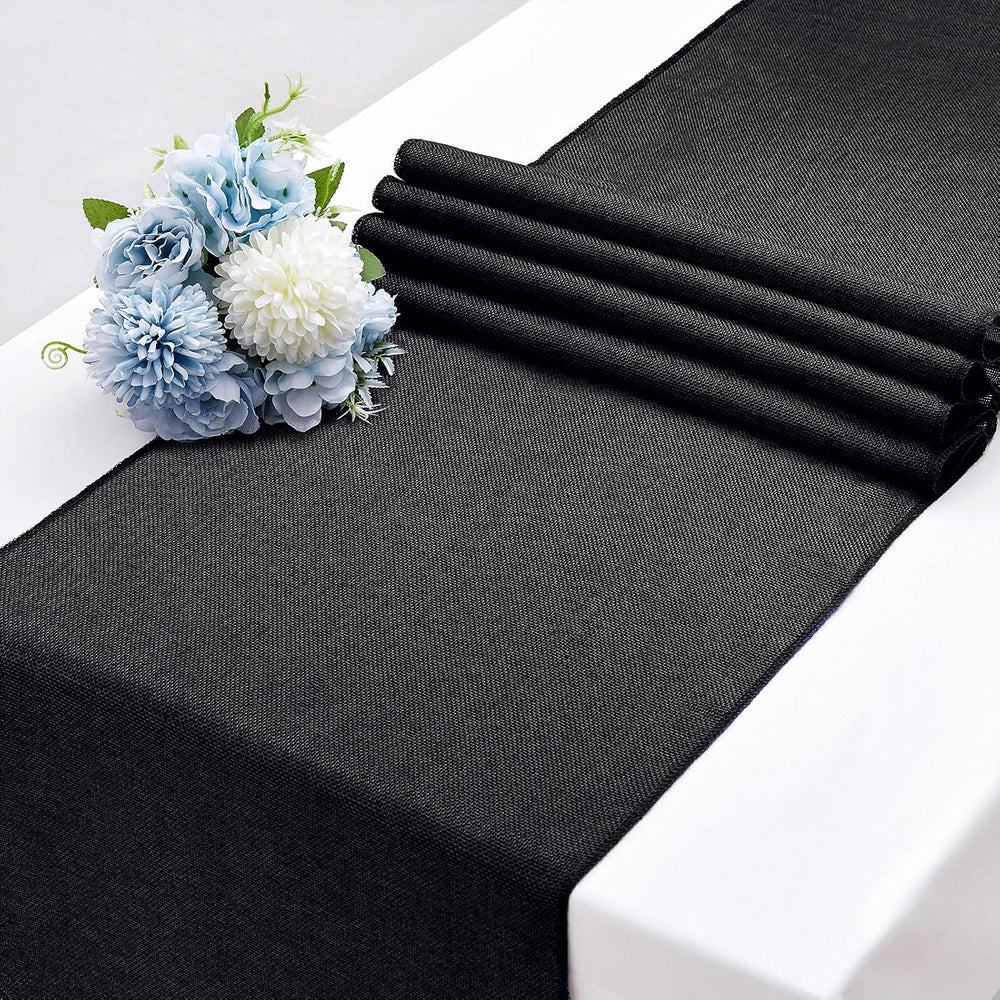6 Pack Black Burlap Table Runners Jute Table Linens 13x84 inch