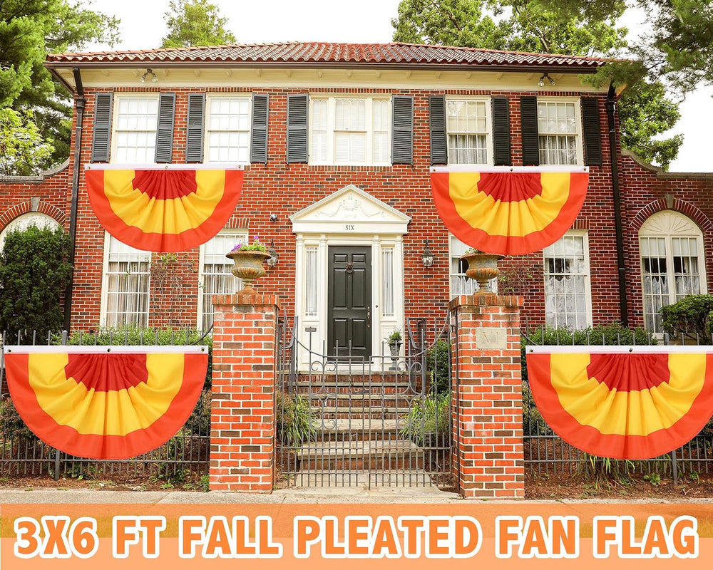 4 Pcs 3 x 6 ft Orange Fall Thanksgiving Flag Buntings for Outside