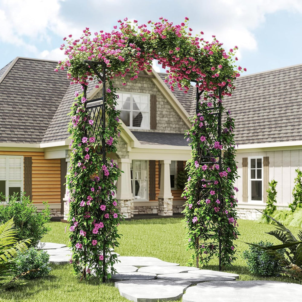 Giantex Garden Arch Trellis, 67''W x 83''H Metal Arbor with C...