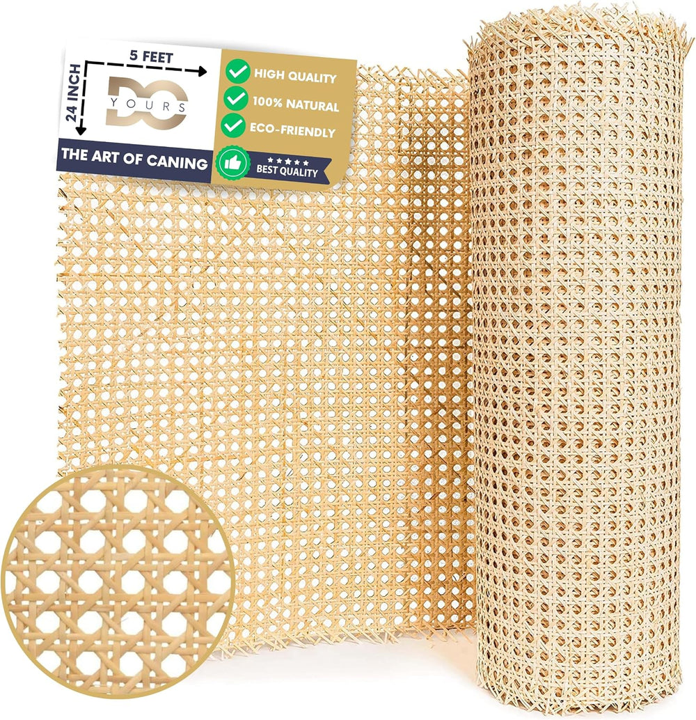 Natural Rattan Cane Webbing Roll โ Prewoven Wicker Sheet for Furniture Repair...