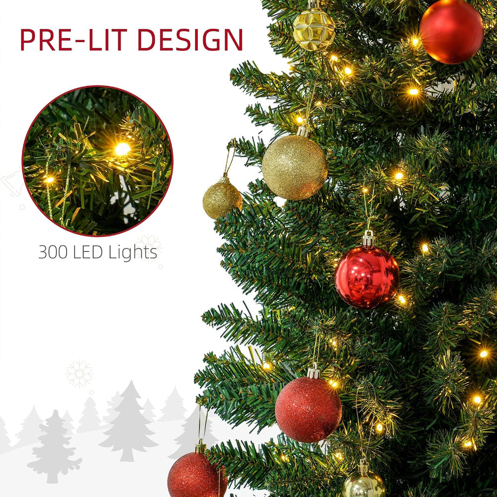 HOMCOM Noble Fir Artificial Pencil Christmas Tree Prelit 8' Green