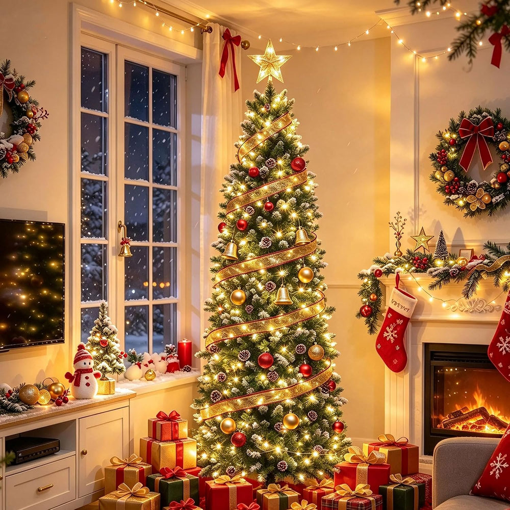 GarveeHome 6 ft Pencil Prelit Christmas Tree, PVC Xmas Tree