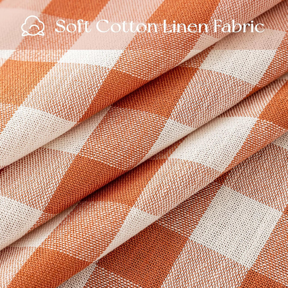 Alsoo Fall Gingham Tablecloth Rectangle Cotton Linen Style, 55 x 120