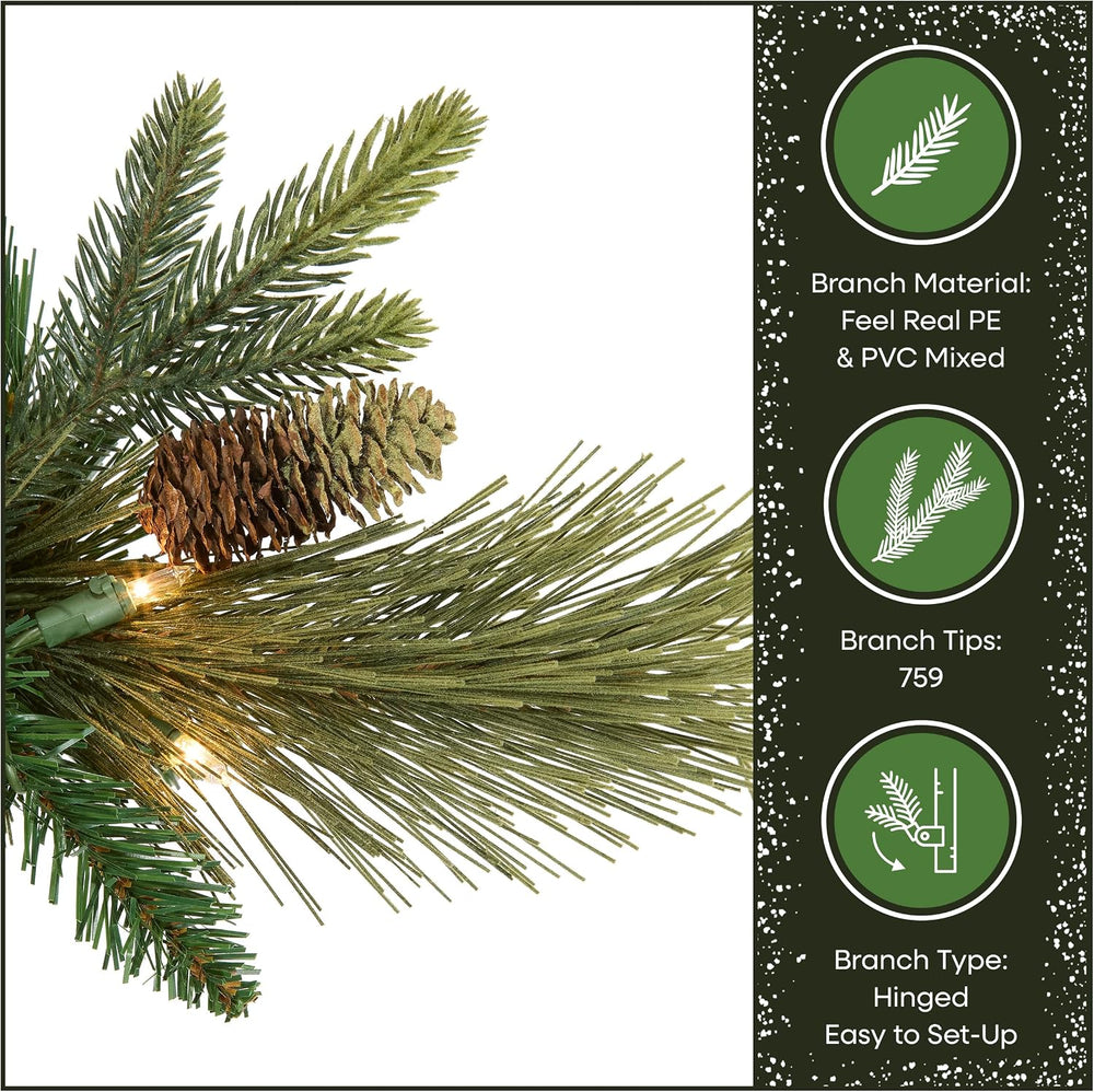National Tree Company 7.5ft Pre-Lit Carolina Pine Slim Christmas Tree