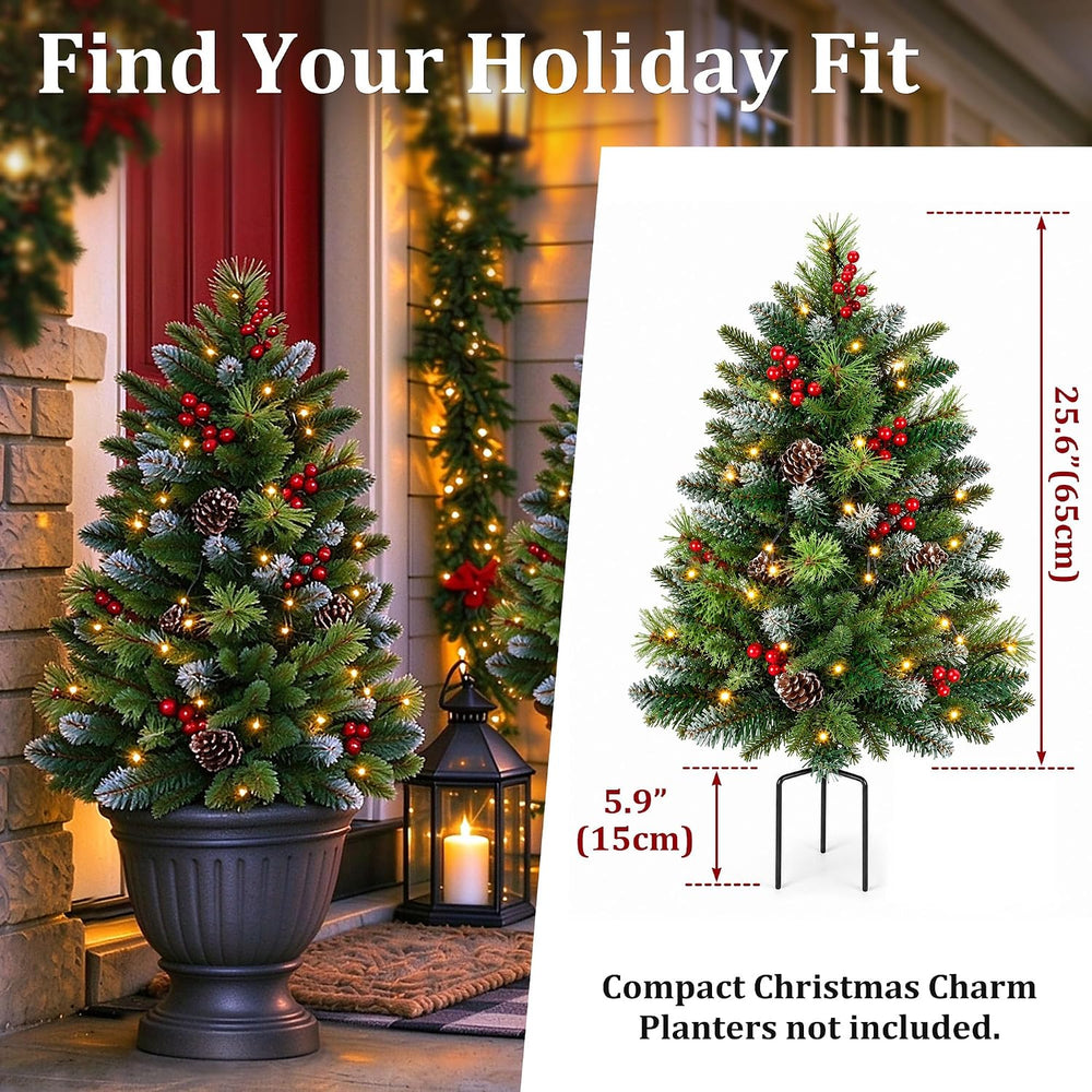 2 Pack 26" Lighted Christmas Urn Fillers, Outdoor Christmas Planter Filler