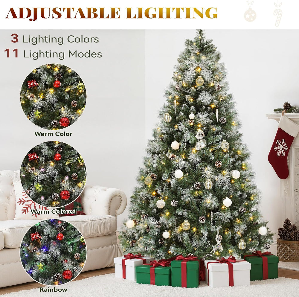 YITAHOME 7.5ft Prelit Christmas Tree w/Pine Cones & Pine Needles & Re...