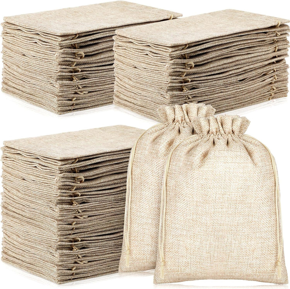 Berlune 100 Pcs 7x9 Inch Burlap Bags with Drawstring Gift Storage Pouches