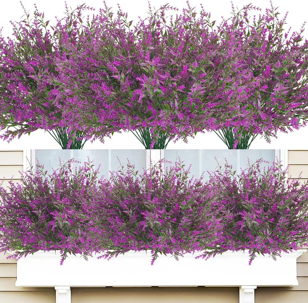 42 Pcs Fake Lavender Flowers Outdoor UV Resistant Faux Plastic Lavender Flowe...
