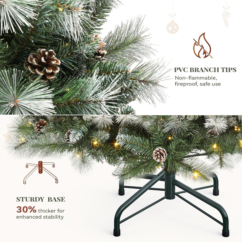 YITAHOME 7.5ft Prelit Christmas Tree w/Pine Cones & Pine Needles & Re...