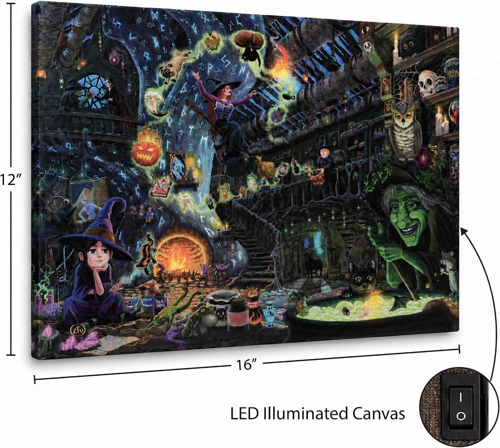 Zac Kinkade Coven Cottage LED Fiber Optic Canvas Wall Art, 16x12