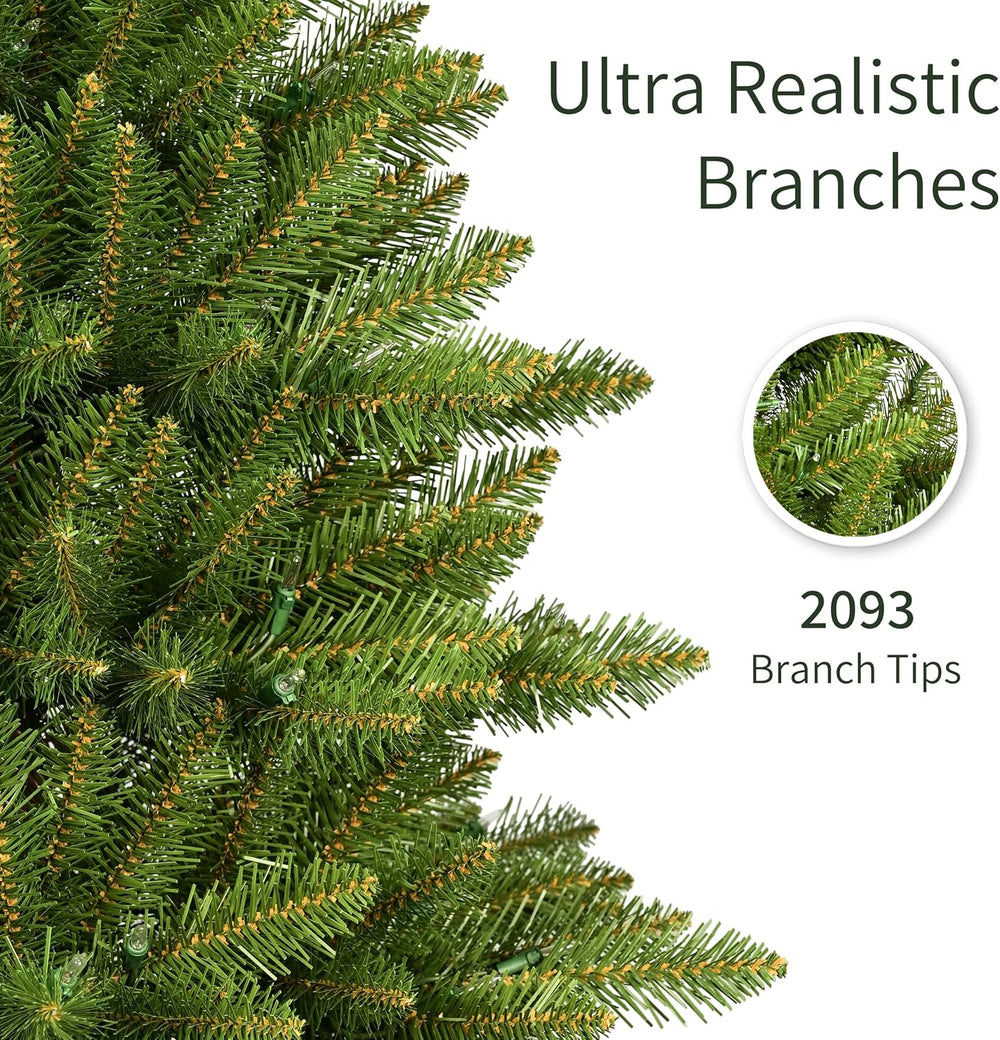 Puleo International 9ft Pre-Lit Slim Fraser Fir Artificial Christmas Tree