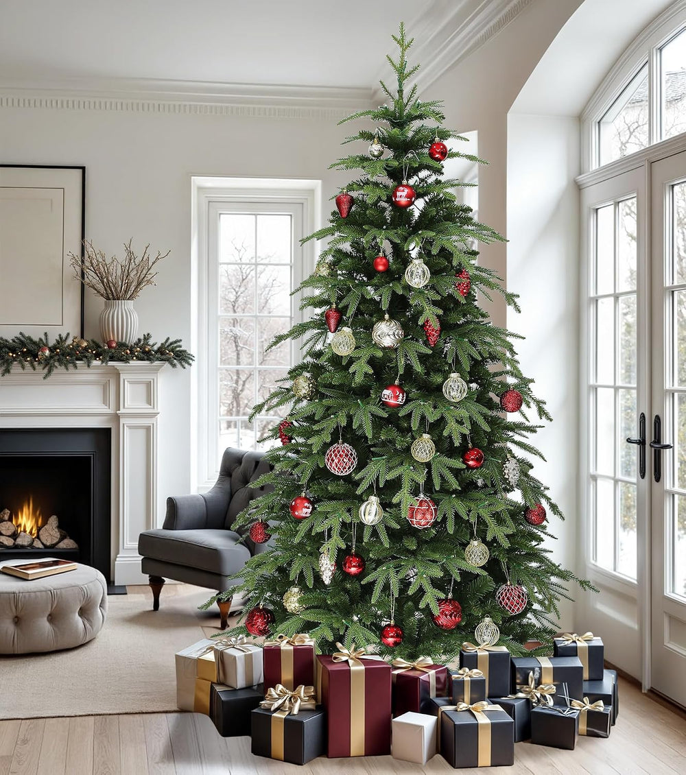 DWVO 7.5ft Pre-Lit Green Christmas Tree, 2199 Branch Tips and 400 Lights