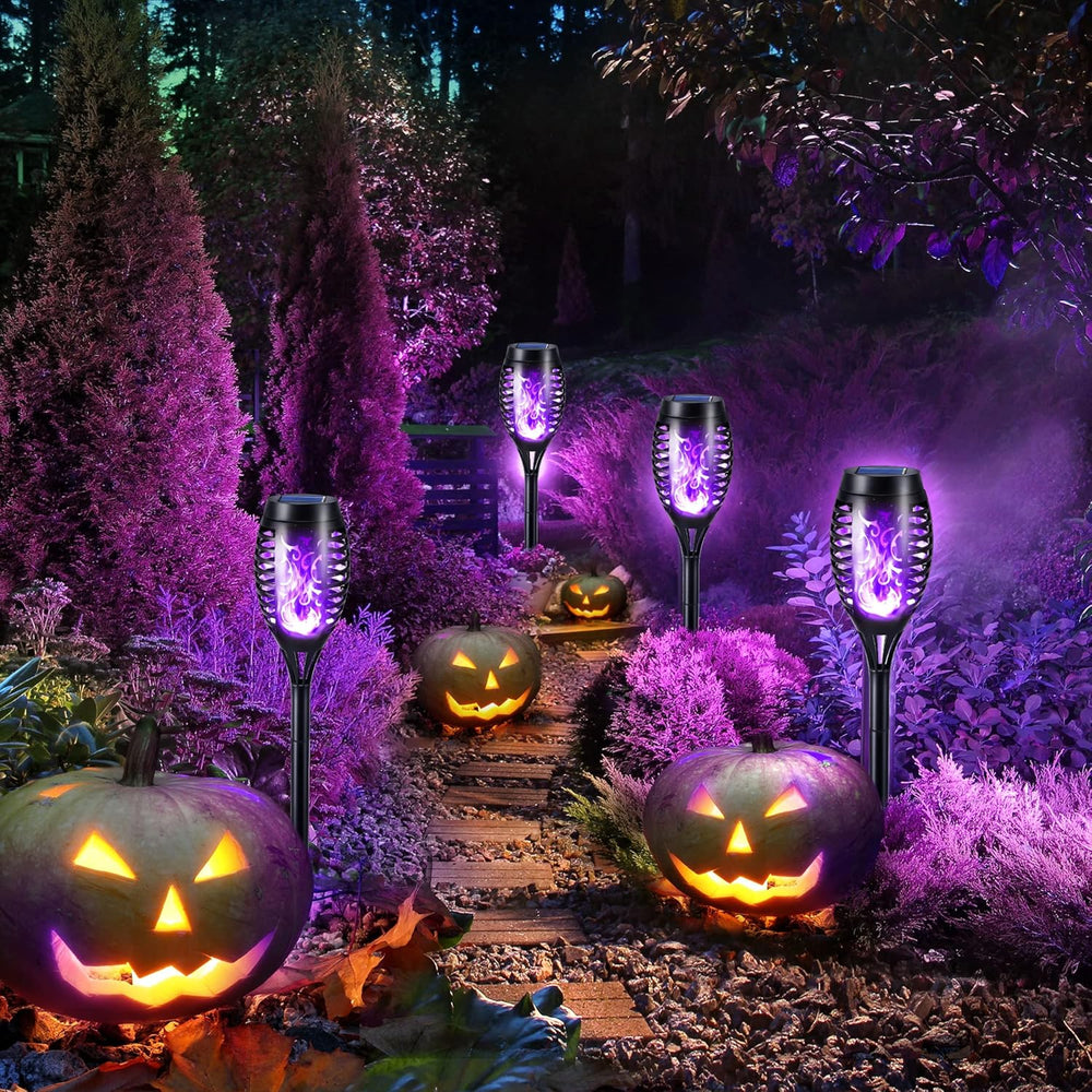 Toodour Solar Torch Flame Lights, 12 Pack Solar Halloween Lights Outdoor