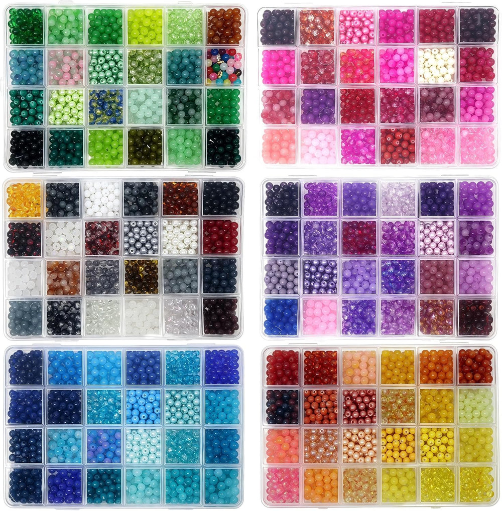 JULIMAIDONG 6mm 144Color Glass Beads for Bracelets Jewelry Making Kits