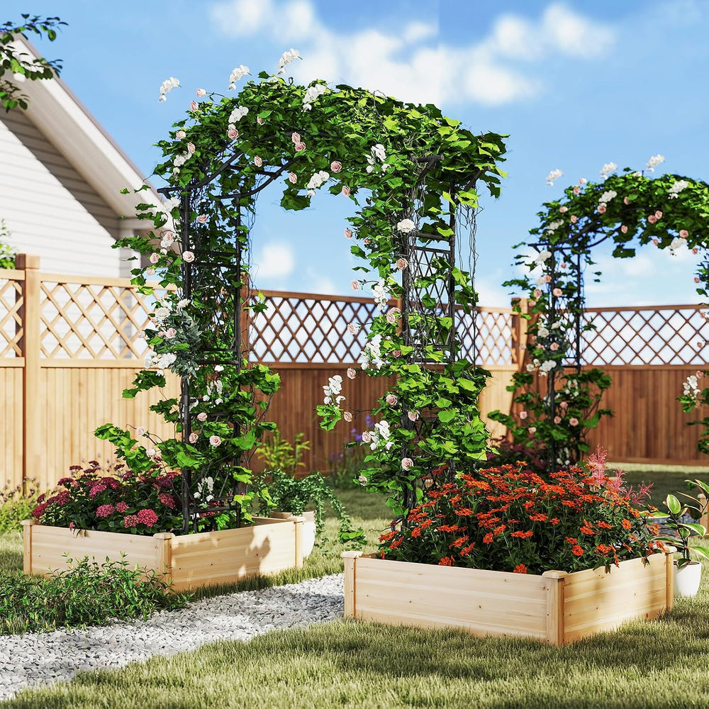 Giantex Garden Arch Trellis, 67''W x 83''H Metal Arbor with C...