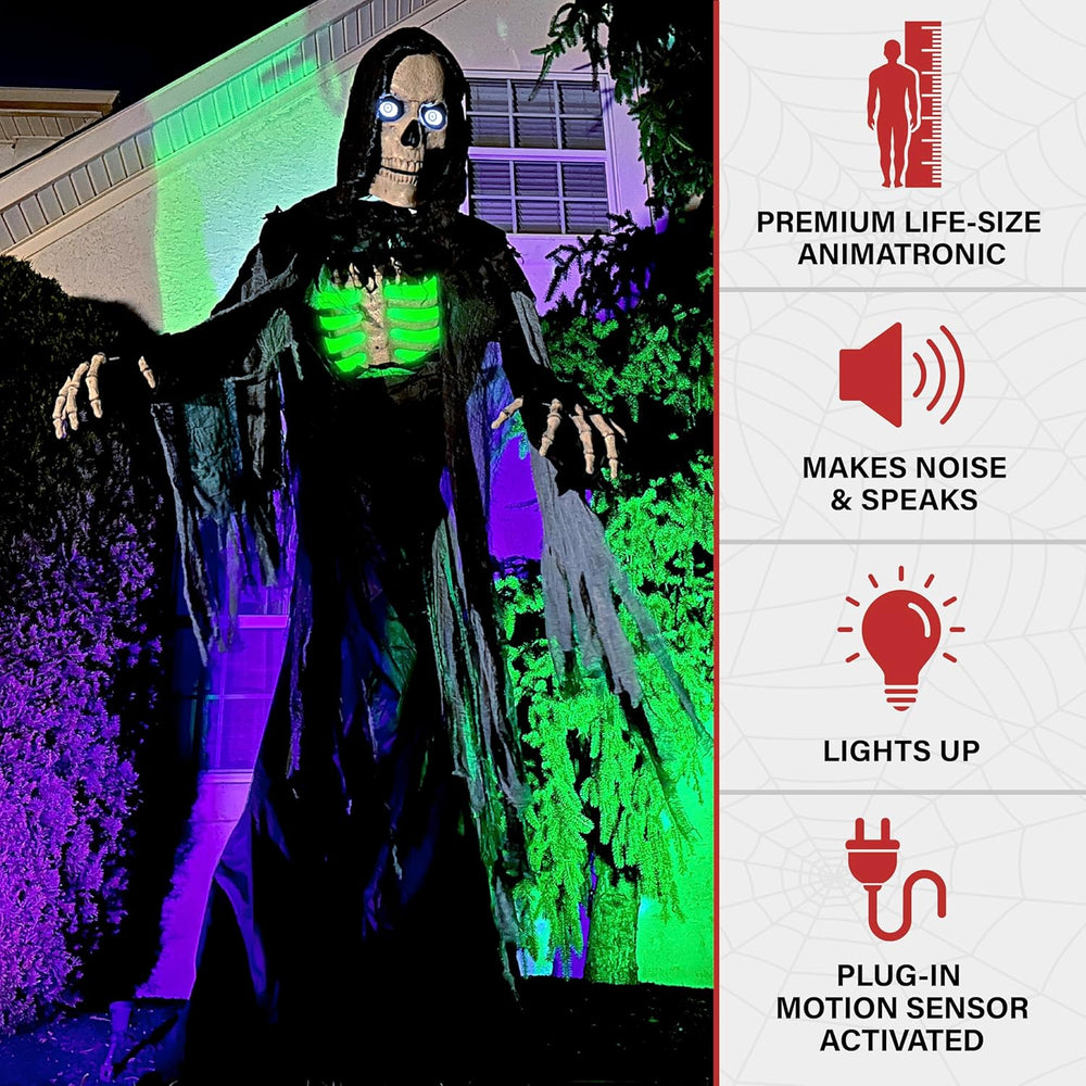 Haunted Hill Farm 10-Ft Motion-Activated Towering Reaper Animatronic