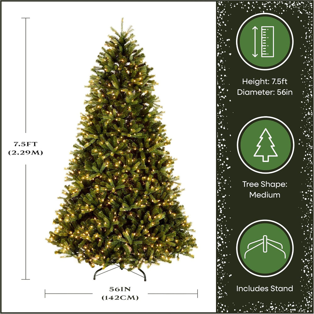 National Tree Company 7.5ft Pre-Lit Jersey Fraser Fir Medium Christmas Tree