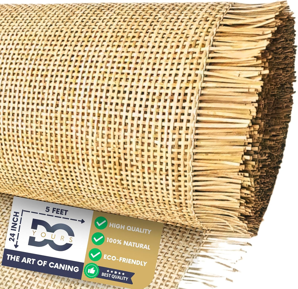 Natural Rattan Cane Webbing Roll โ Prewoven Wicker Sheet for Furniture Repair...