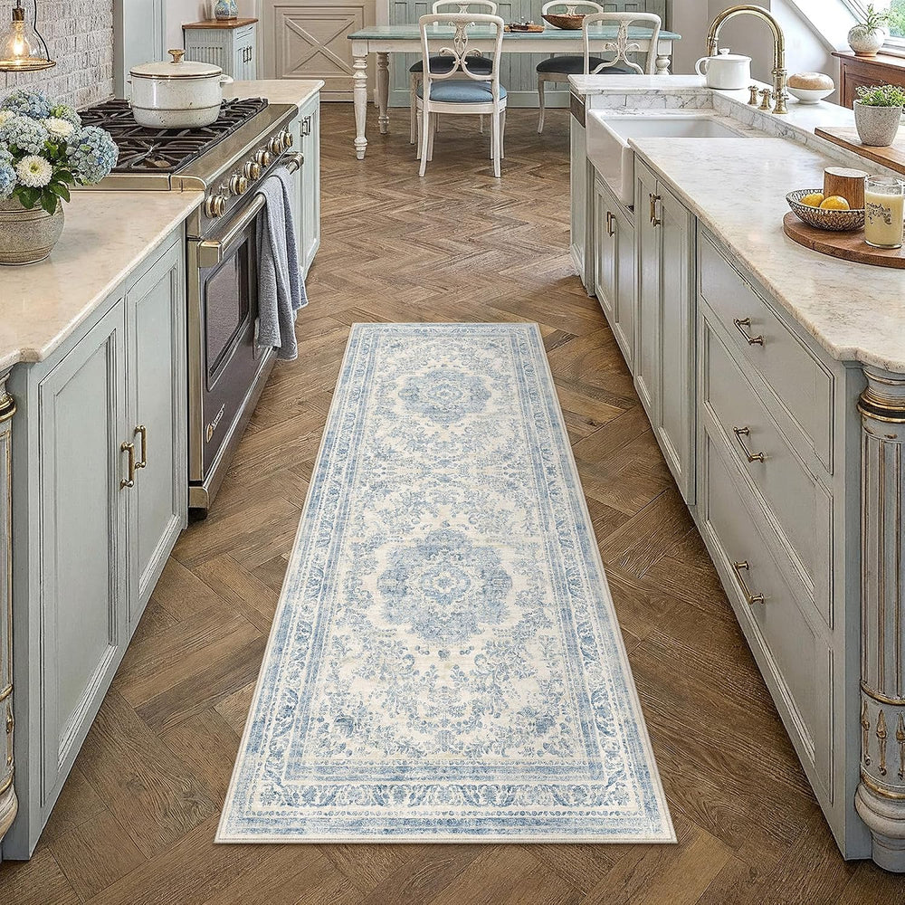 Hugear 2x6 Blue Neutral Runner Rug
