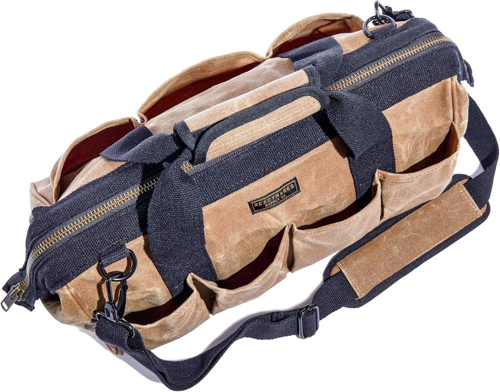 Readywares 18" Tool Bag - Waxed Canvas Heavy Duty Large Toolbag, Tan