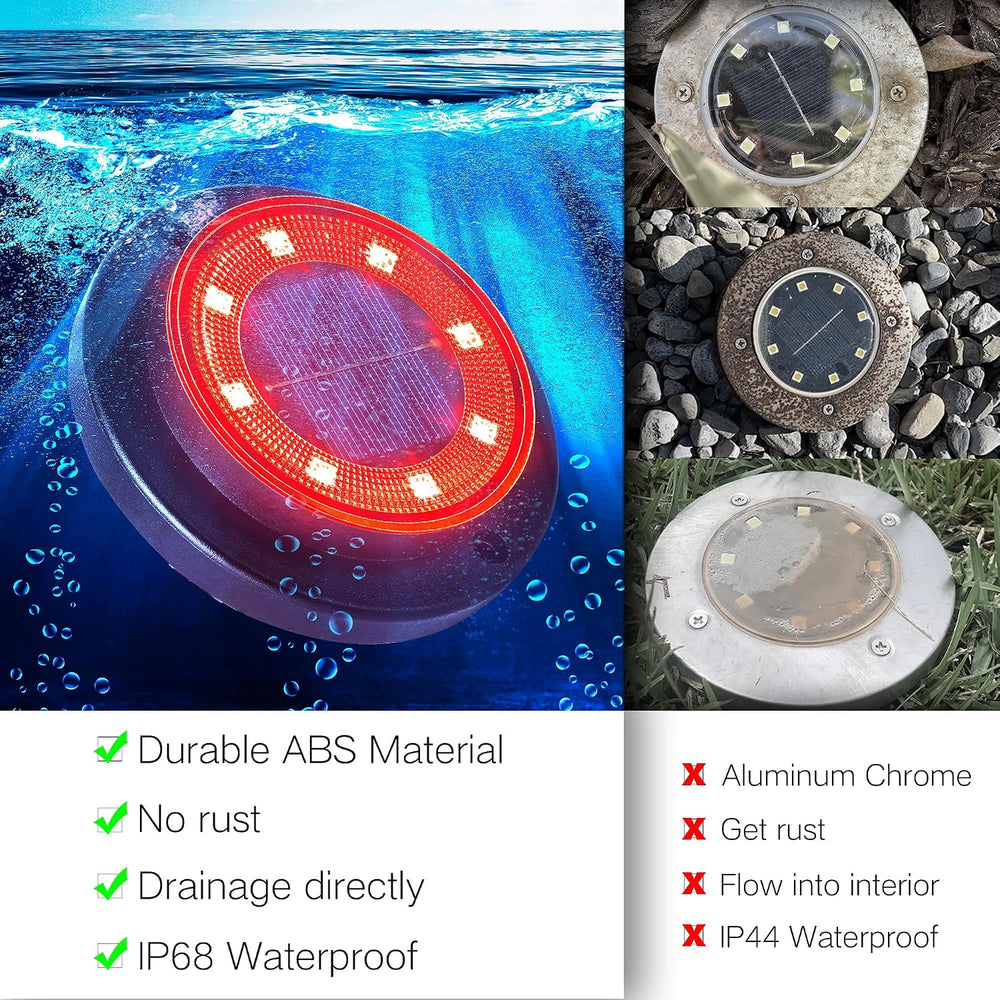 Solar Lights Outdoor Waterproof - Red 12 Pack 2-in-1 Ground Lights