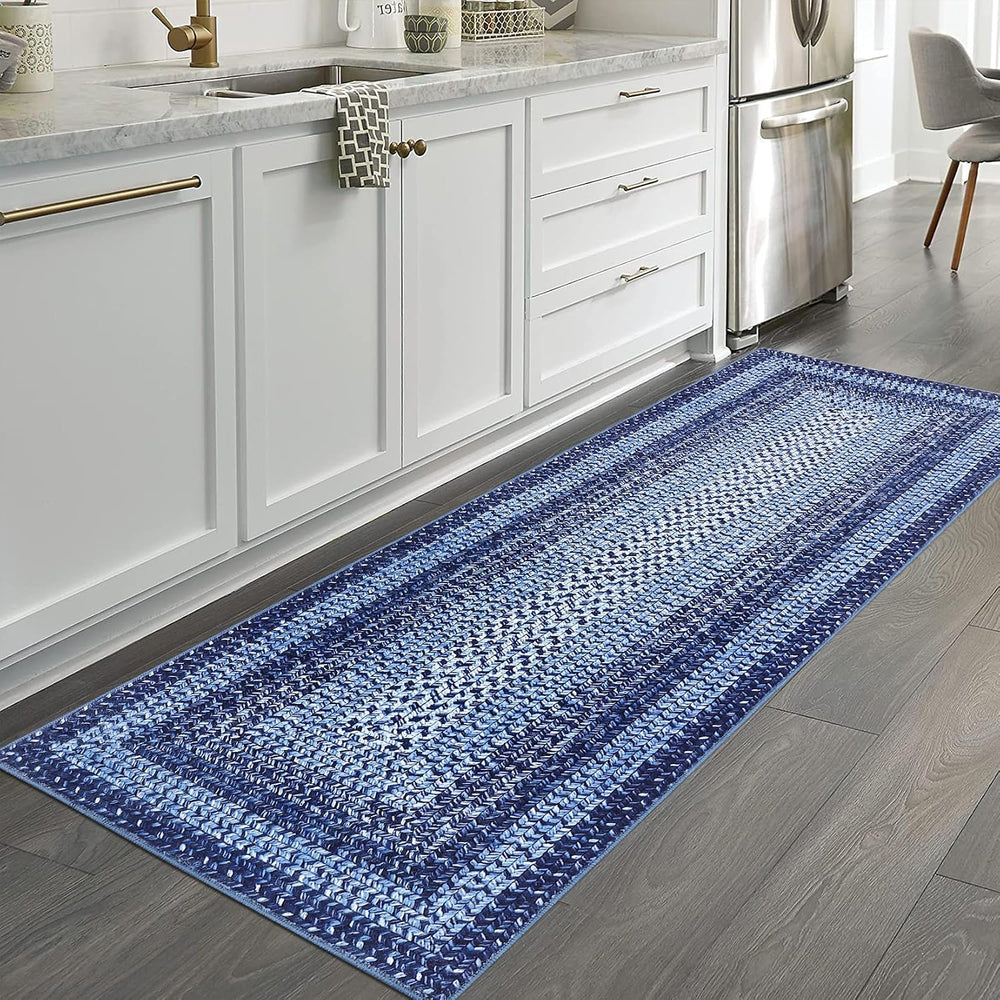 RUGSREAL 2x6 Runner Rug Braided Print Hallway Area Rugs Machine Washable
