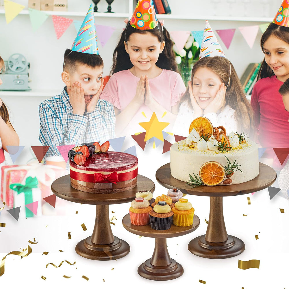 Tidita Set of 3 Size Wood Cake Stand Set, Easy To Assemble, Removable Tray