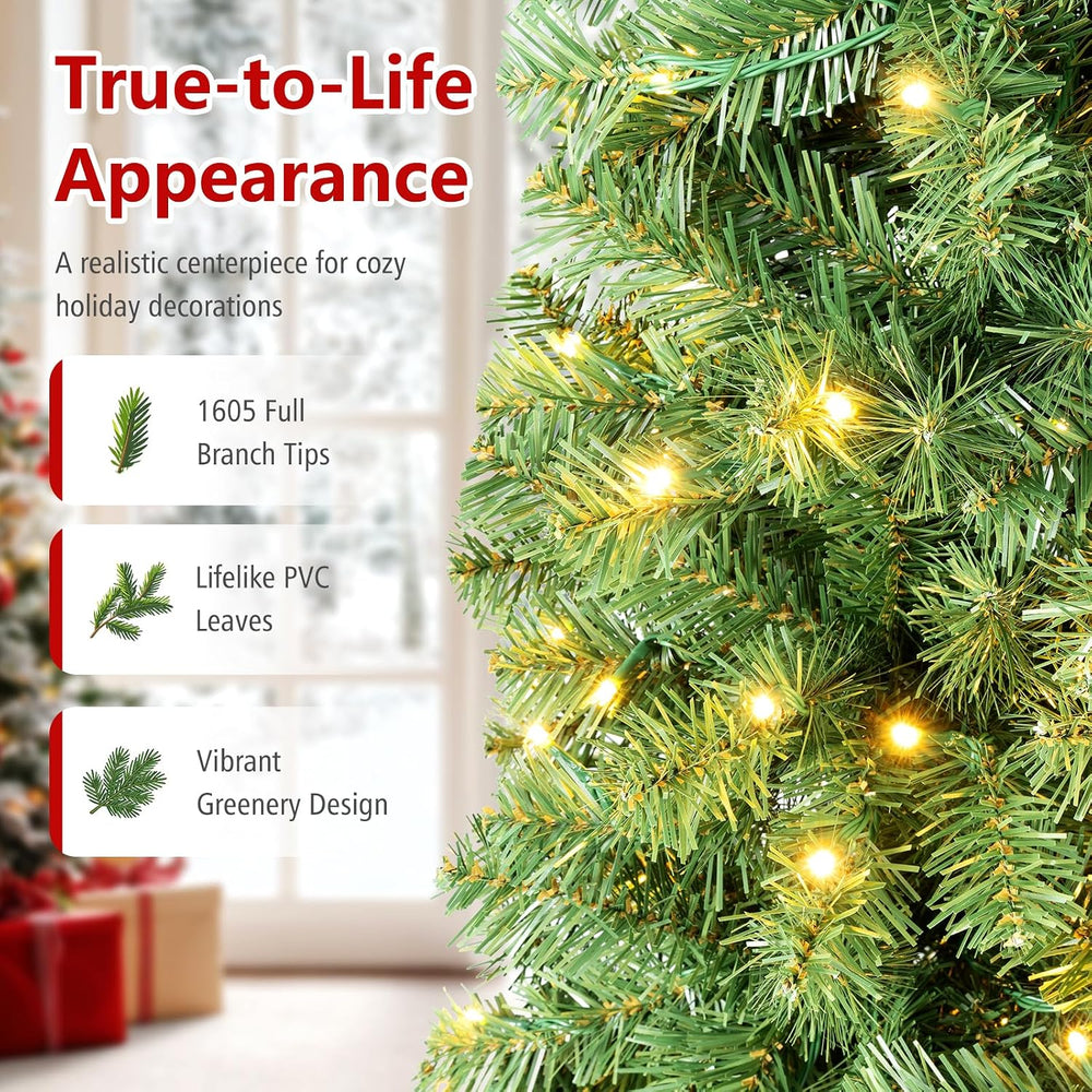 Goplus 8ft Pre-Lit Artificial Christmas Tree with Remote Control