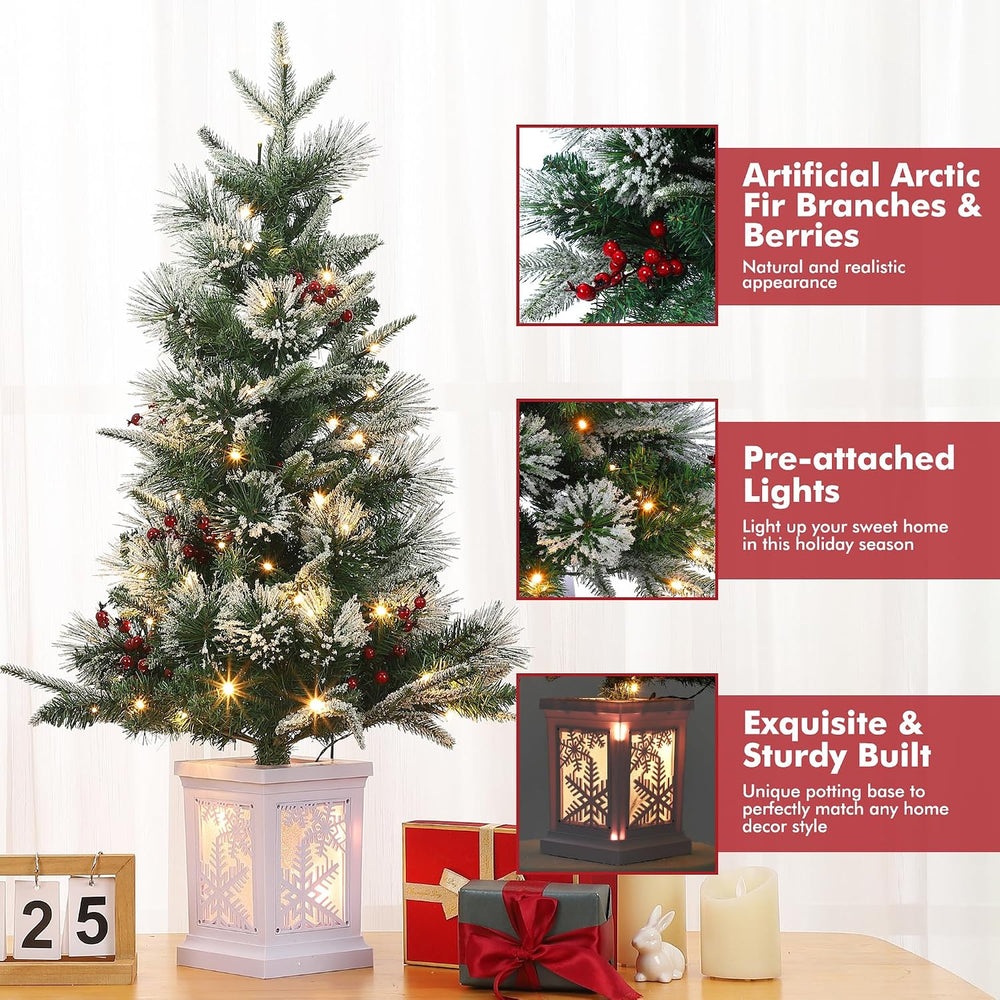 GAOMON 2Set 3FT Prelit Christmas Tree, Artificial Tree with Lighting Base