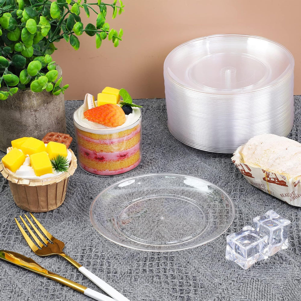 Breroa 300 Pieces Plastic Plate 5.5 Inch Small Round Heavy Duty Disposable Ap...