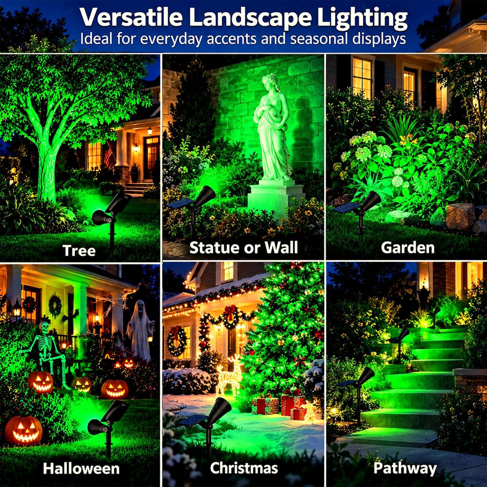 T-SUNUS Green Solar Landscape Spotlights 2 Pack IP65 Waterproof Garden Tree