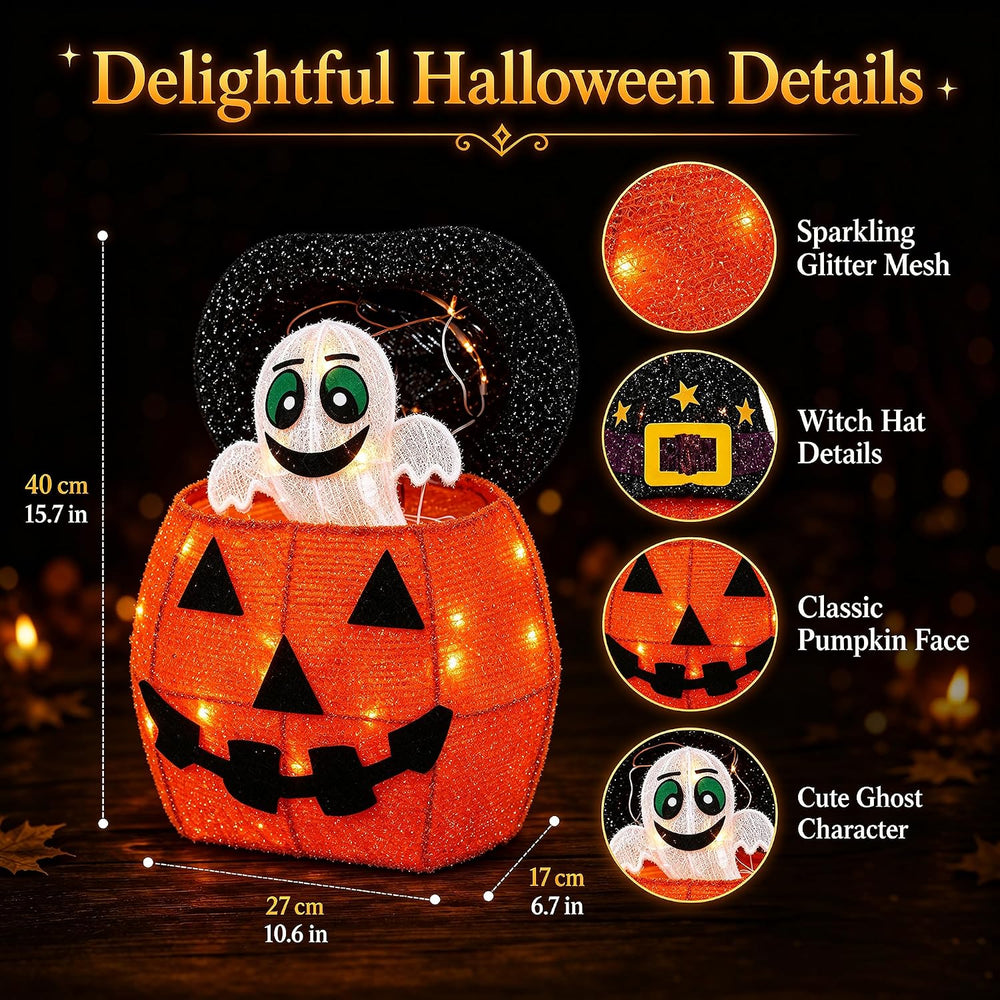 Halloween Decorations Outdoor, Lighted Pop-Up Ghost Gift Box