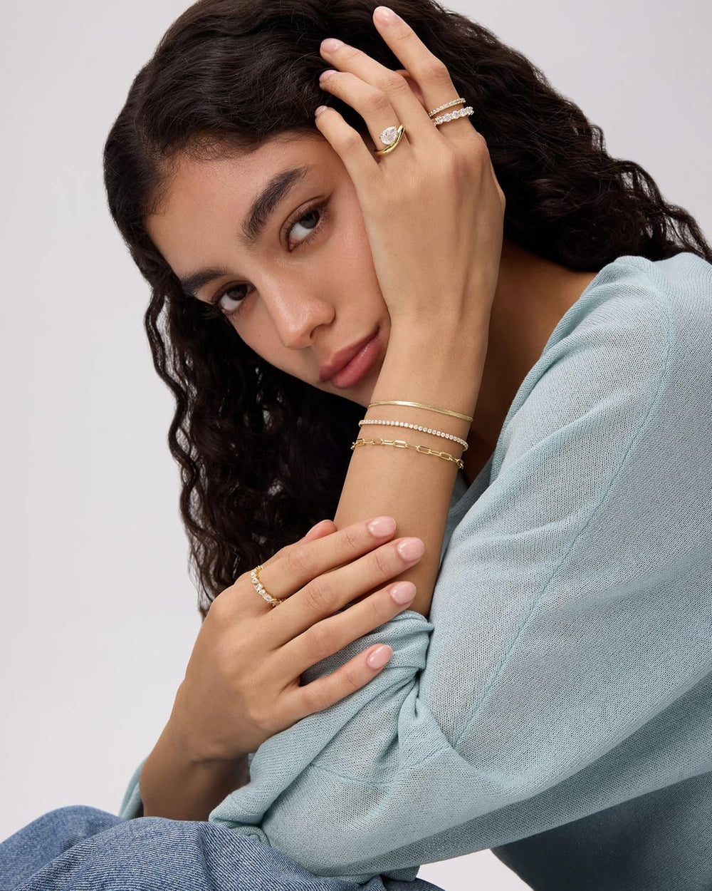 PAVOI Set of 3 Chain Bracelets for Women, 14K Gold Plated Dainty Bracelets