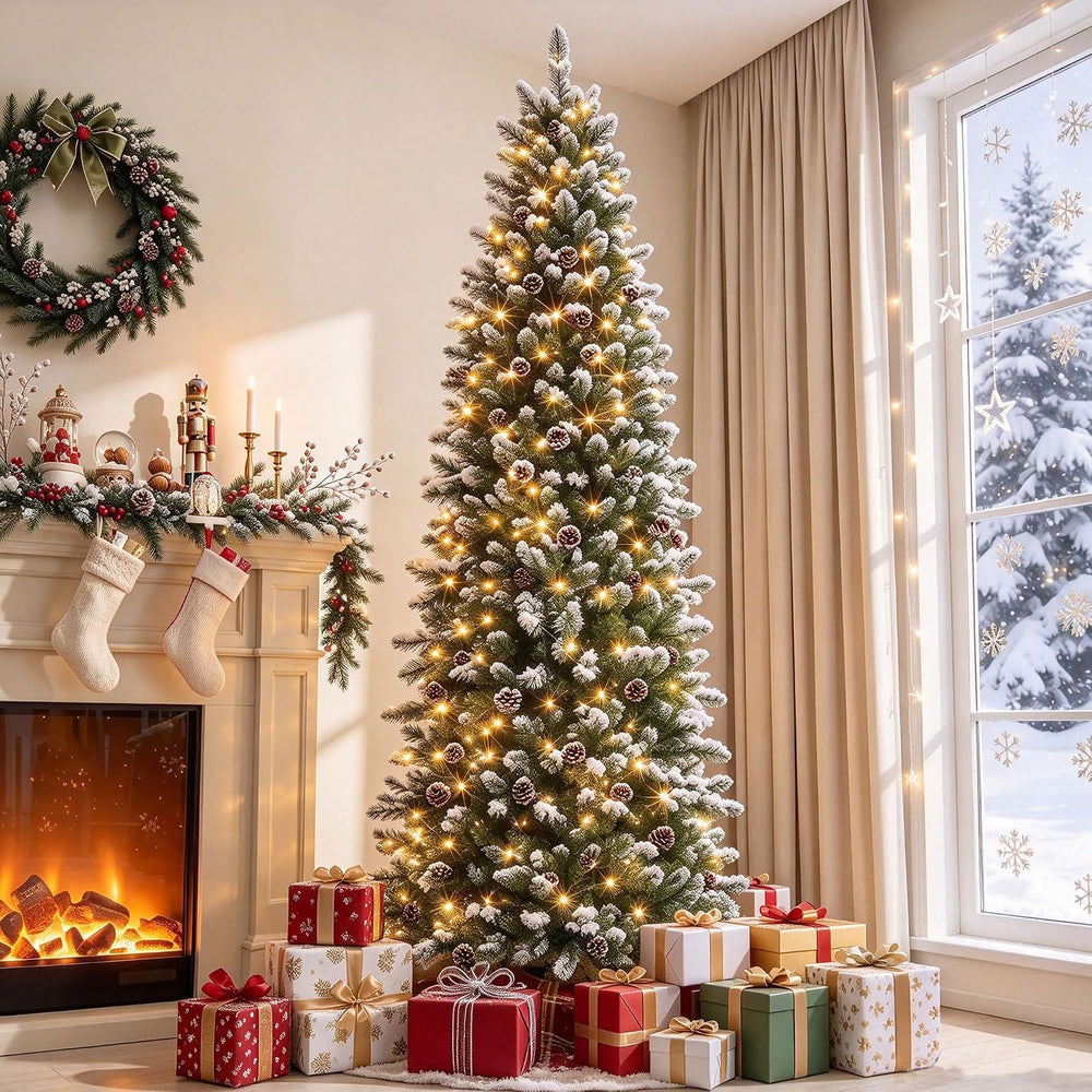 GarveeHome 6 ft Pencil Prelit Christmas Tree, PVC Xmas Tree